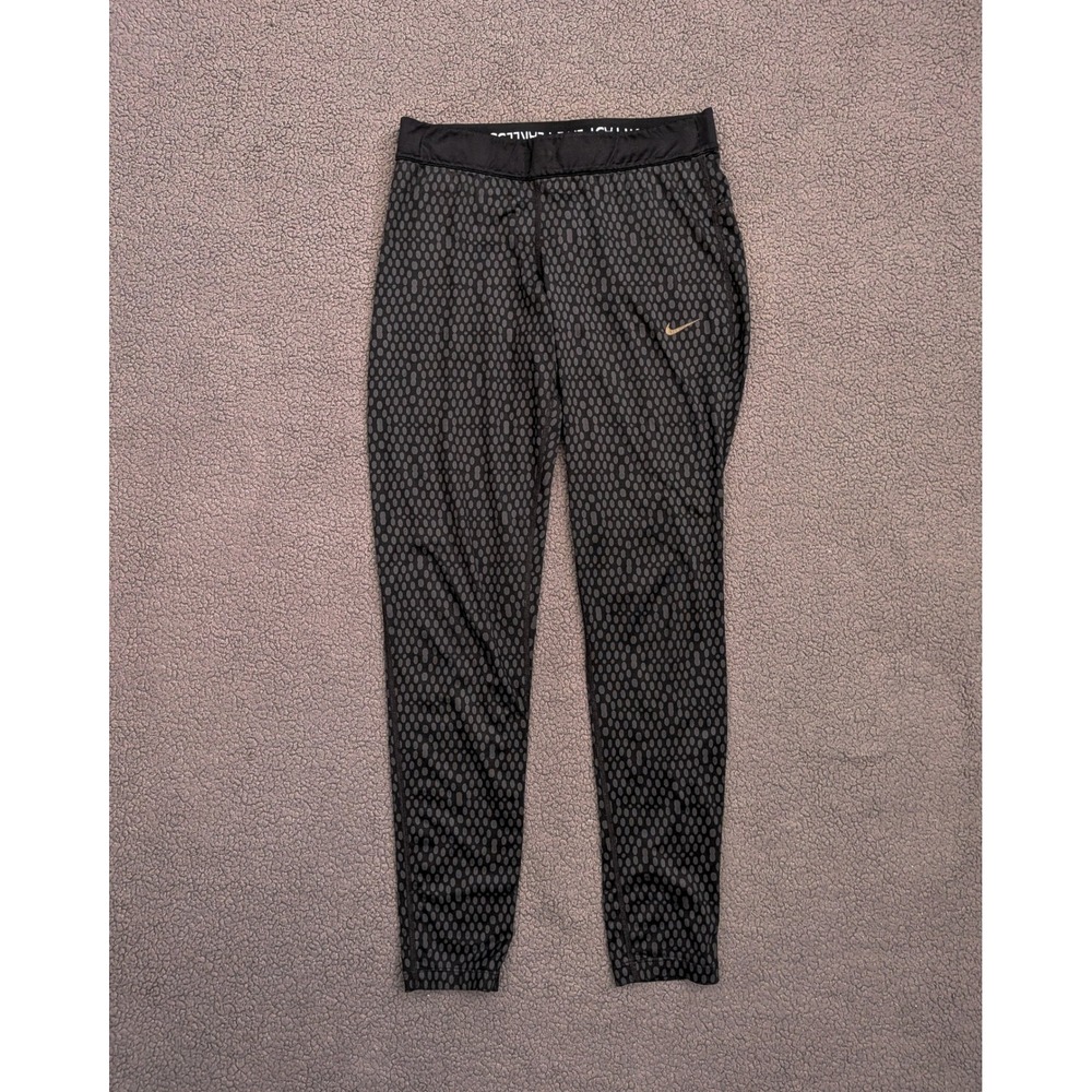 Nike Dri-FIT Run Fast Live Fearless Leggings Gray Black Dot Print Mens Medium